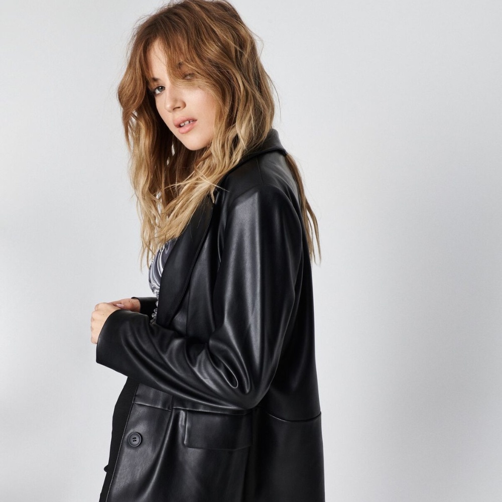Faux leather blazer